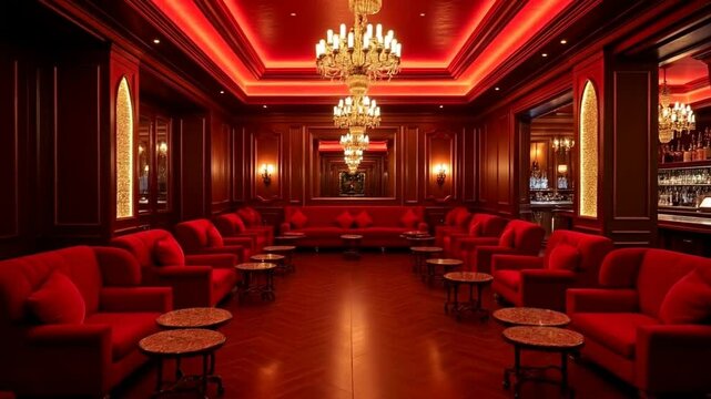 Opulent Red Lounge: Luxurious Interior Design