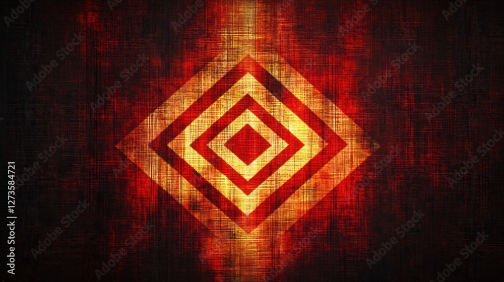 Aufkleber abstract red and gold diamond pattern design