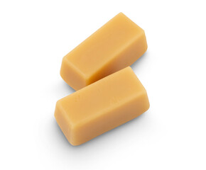 Two milk candies isolated on transparent background