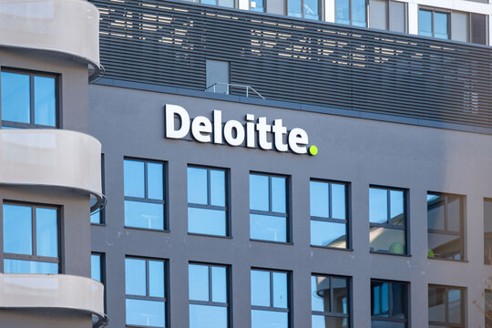 Deloitte Touche Tohmatsu Limited company building, multinational professional services network, Big Four accounting firms, Frankfurt - January, 19, 2025