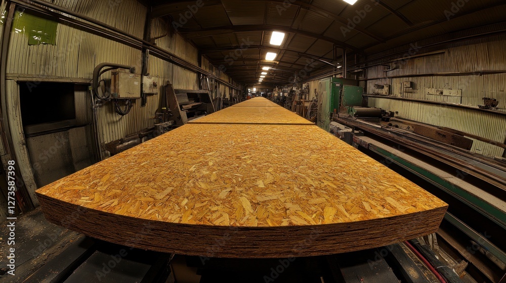 Aufkleber large stack of osb panels in industrial factory setting