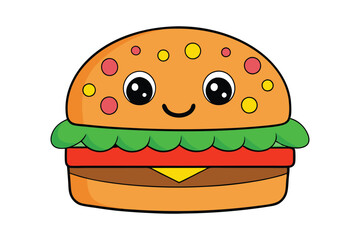 Burger Cartoon Character Vector Illustration for National Hamburger Day.