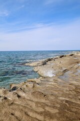Ocean waves rocks coast, seascape,