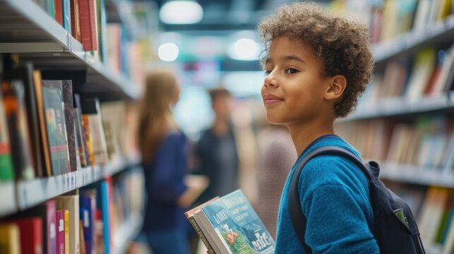 Inaugural ceremony for a new bookshop with customers browsing shelves. Featuring literature and knowledge