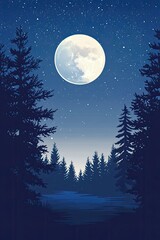 Moonlit Forest at Night