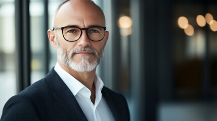 Fototapeta premium Focused professional in business attire embodies determination and expertise in a modern work environment.