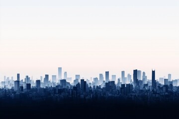 Skyline view of a modern urban city. Business district with skyscrapers, city life