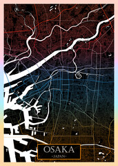 Osaka City Street Map, modern city background, urban city, watercolor city art, abstract city, urban background, city landscape, city banner district, city house, business city view