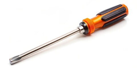 Orange-handled Screwdriver on White Background