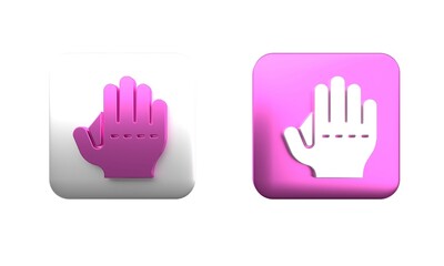 Colorful Baseball glove icon isolated on white background. Square button. 3D render illustration