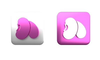 Colorful Beans icon isolated on white background. Square button. 3D render illustration