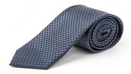Rolled Grey Necktie on White Background