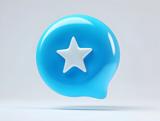 Obraz premium High-Quality 3D Render of a Star Inside a Red Speech Bubble for UI, Branding, and Online Reviews