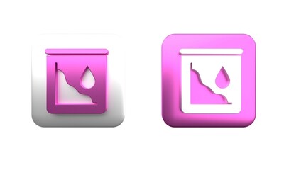 Colorful Drop in crude oil price icon isolated on white background. Oil industry crisis concept. Square button. 3D render illustration