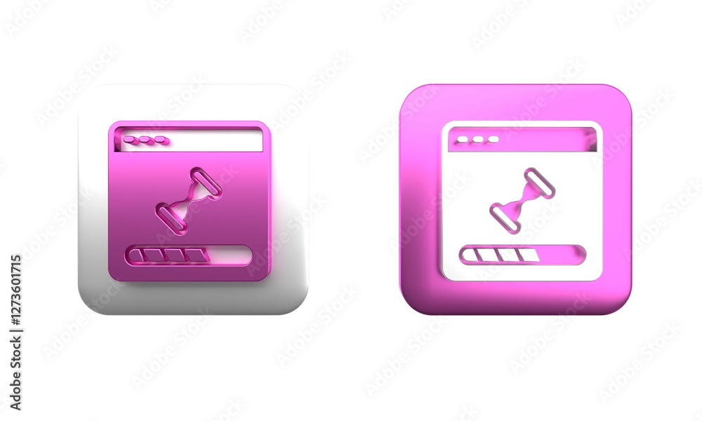 Aufkleber colorful loading a data window with a progress bar icon isolated on white background. square button.