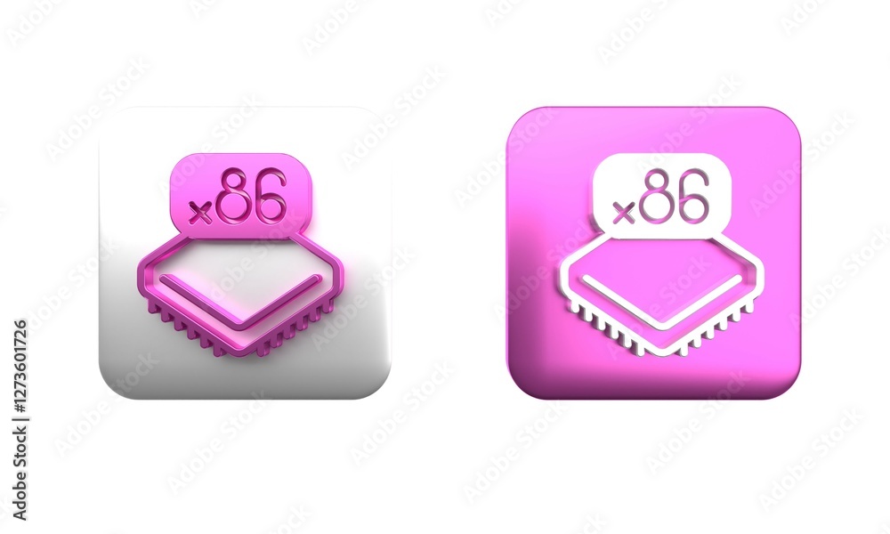 Poster colorful computer processor with microcircuits cpu icon isolated on white background. chip or cpu wi