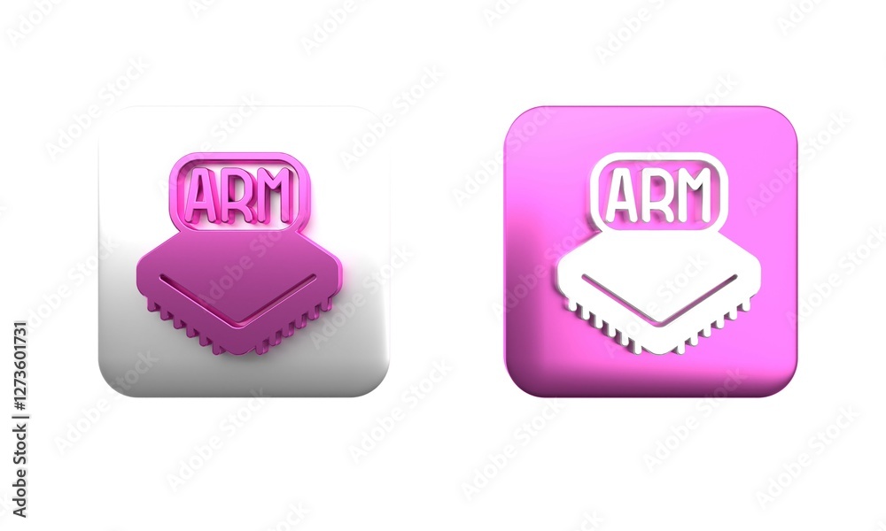 Poster colorful processor icon isolated on white background. cpu, central processing unit, microchip, micro
