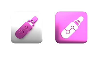 Colorful Electronic cigarette icon isolated on white background. Vape smoking tool. Vaporizer Device. Square button. 3D render illustration