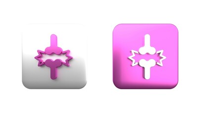 Colorful Joint pain, knee pain icon isolated on white background. Orthopedic medical. Disease of the joints and bones, arthritis. Square button. 3D render illustration