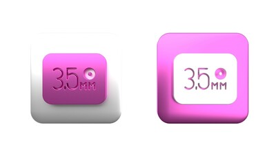Colorful Audio jack icon isolated on white background. Audio cable for connection sound equipment. Plug wire. Musical instrument. Square button. 3D render illustration