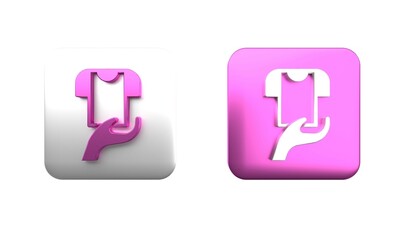 Obraz premium Colorful Clothes donation icon isolated on white background. Square button. 3D render illustration