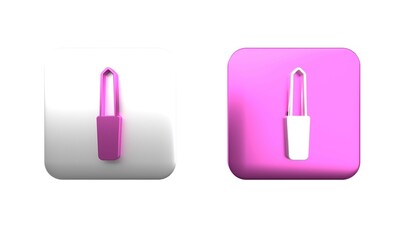Colorful Nail file icon isolated on white background. Manicure tool. Square button. 3D render illustration