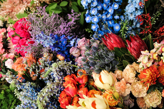 Large bunch of colourful flowers