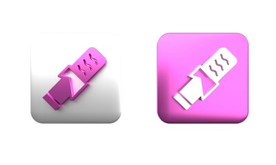 Colorful Protein sport bar icon isolated on white background. Energy snack icon. Organic sweets. Square button. 3D render illustration