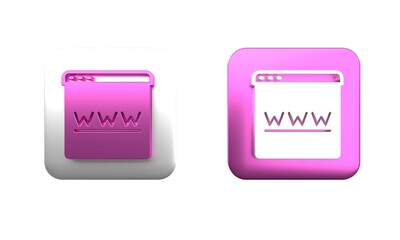 Colorful Browser window icon isolated on white background. Square button. 3D render illustration