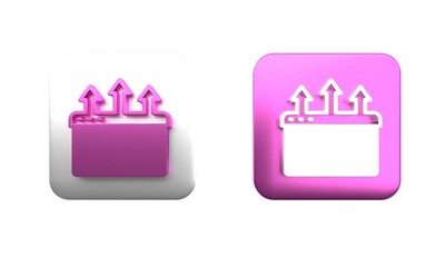 Colorful Browser window icon isolated on white background. Square button. 3D render illustration