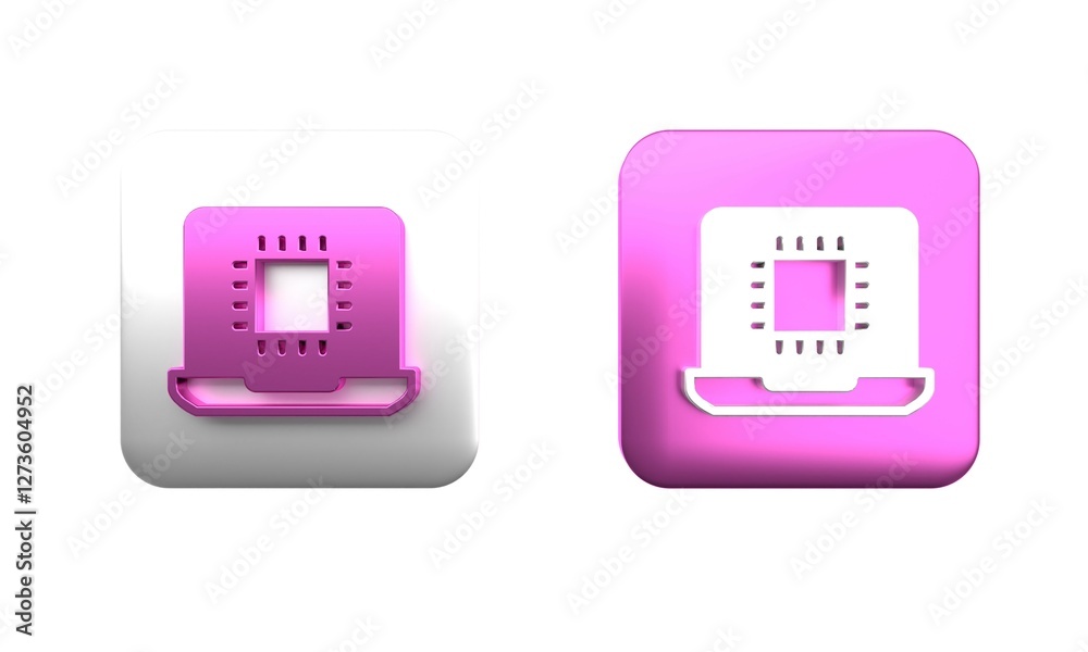 Poster colorful computer processor with microcircuits cpu icon isolated on white background. chip or cpu wi