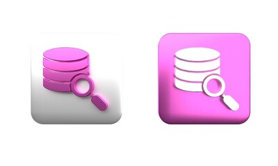Colorful Server, Data, Web Hosting icon isolated on white background. Square button. 3D render illustration