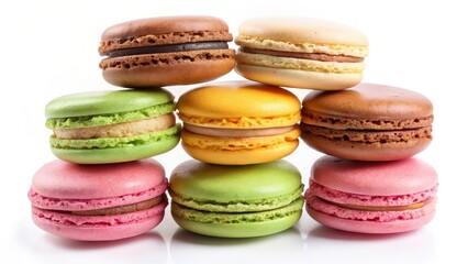 Fototapeta premium Colorful Macarons on White Background