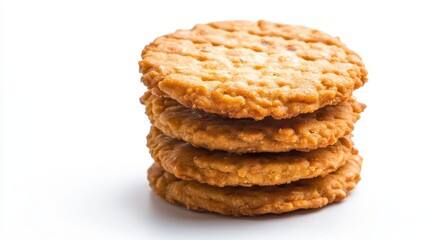 Homemade cookies stacked on white