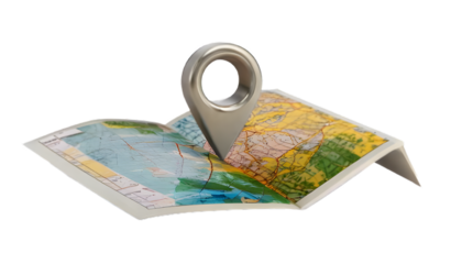 Map location pin isolated on clear png background