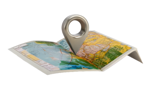 Map location pin isolated on clear png background