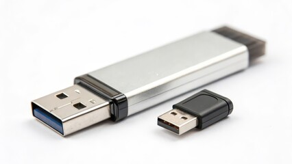 USB Flash Drives on White Background