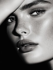 Fototapeta premium High-Contrast Black and White Beauty Portrait