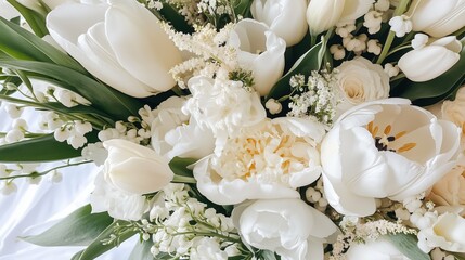Elegant White Floral Bouquet with Tulips and Roses