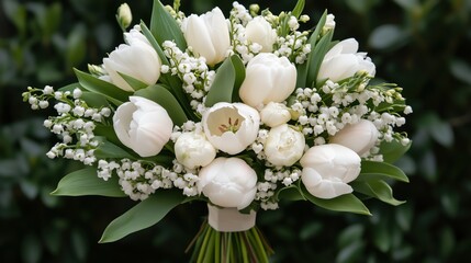 Elegant White Floral Bouquet with Tulips and Roses