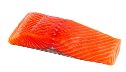 Salmon fillet, skin on isolated on clear png background