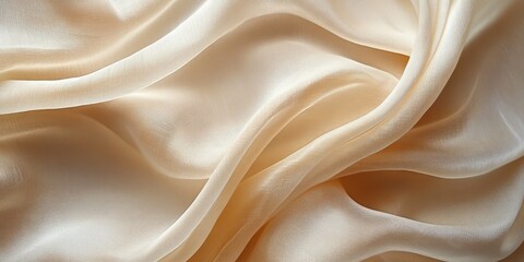 Obraz premium Soft silk-like fabric in creamy hues, textured surface gleams subtly as it catches the light. Luxurious and delicate touch