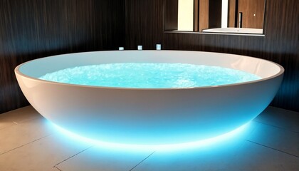 jacuzzi tub with blue lights on floor.