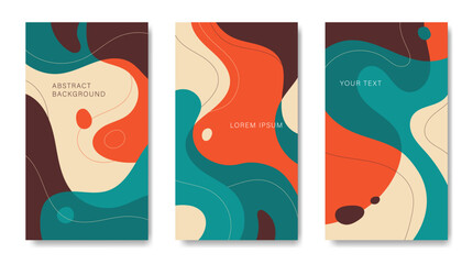 A set of creative posters with abstract hand-drawn elements.