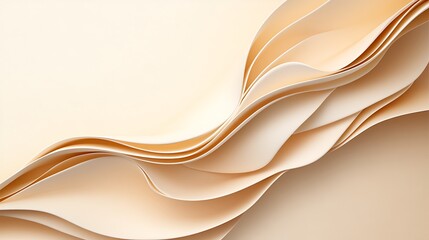 Obraz premium Abstract Beige Paper Waves Flowing Design