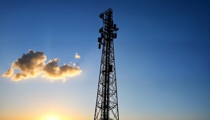 Obraz premium Tall Metal Tower Standing against a Sunset Sky.