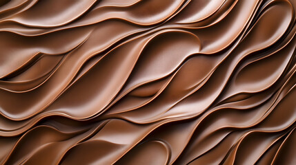 Fototapeta premium A background with waves of chocolate, creating an abstract and elegant design 