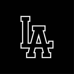 LA Retro Merged Intertwined Letters Logo on Black Background – California Text Illustration Vector