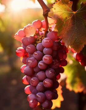 uvas rojas en las ramas de una vid