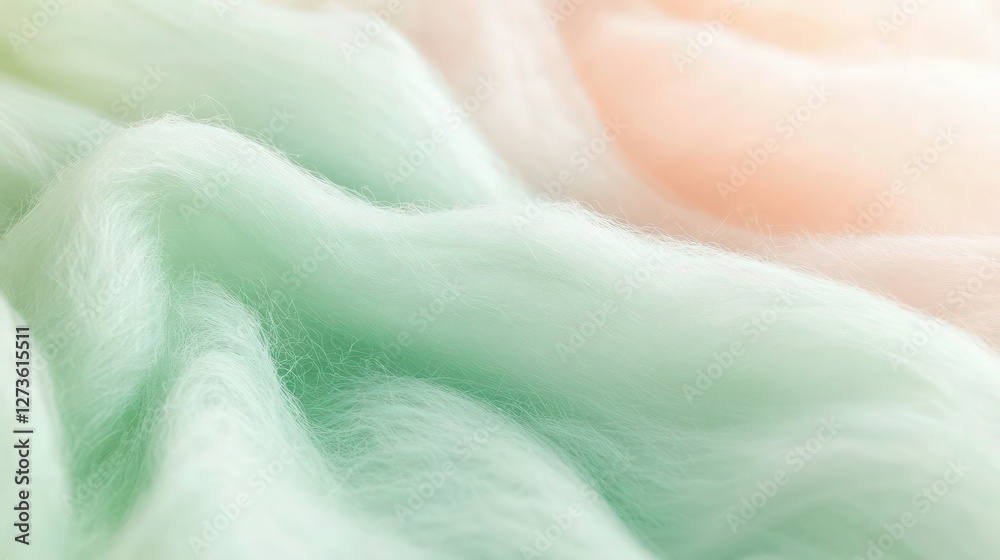 Wall mural a soft wool texture background in light green and pastel pink hues, blending seamlessly with a subtl